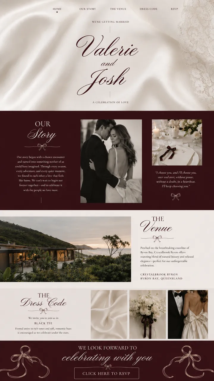 Full-page preview of the Valerie base wedding website design.
